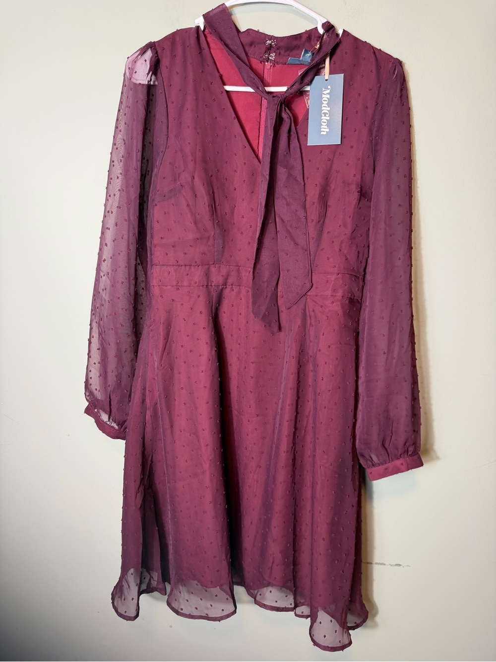 ModCloth Apogee of Elegance Long Sleeve Dress Women’s Burgundy Size 8 NWT